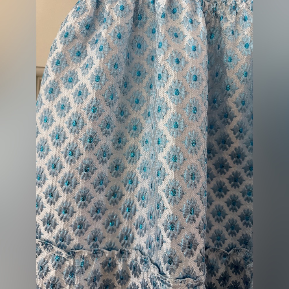 🔥NWT Hill House Blue Snowflake Brocade Smocked Dress - Picture 7 of 10